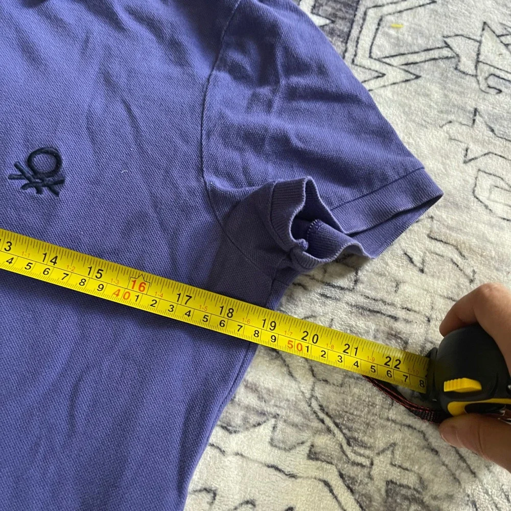United Colors of Benetton Mens Purple Short Sleeve Pique Polo Shirt Logo 0742